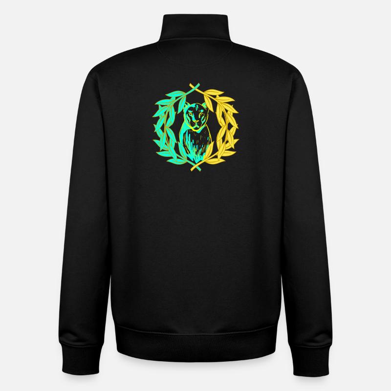 Leopard Tiger Katze Lorbeerkranz - Unisex Organic Zip Sweatshirt von Stanley/Stella - Schwarz