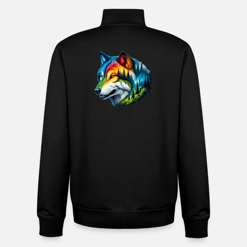 Wolf - Unisex Organic Zip Sweatshirt by Stanley/Stella - black