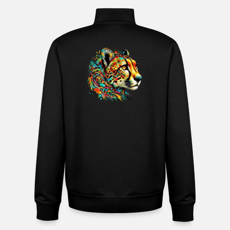 Guépard - Sweat zippé unisexe en coton bio Stanley/Stella - noir