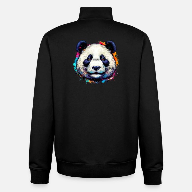 Panda - Sweat zippé unisexe en coton bio Stanley/Stella - noir