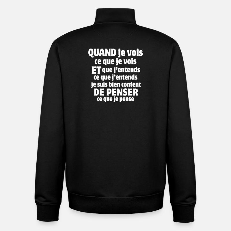 France, je suis Français, opinion - Sweat zippé unisexe en coton bio Stanley/Stella - noir