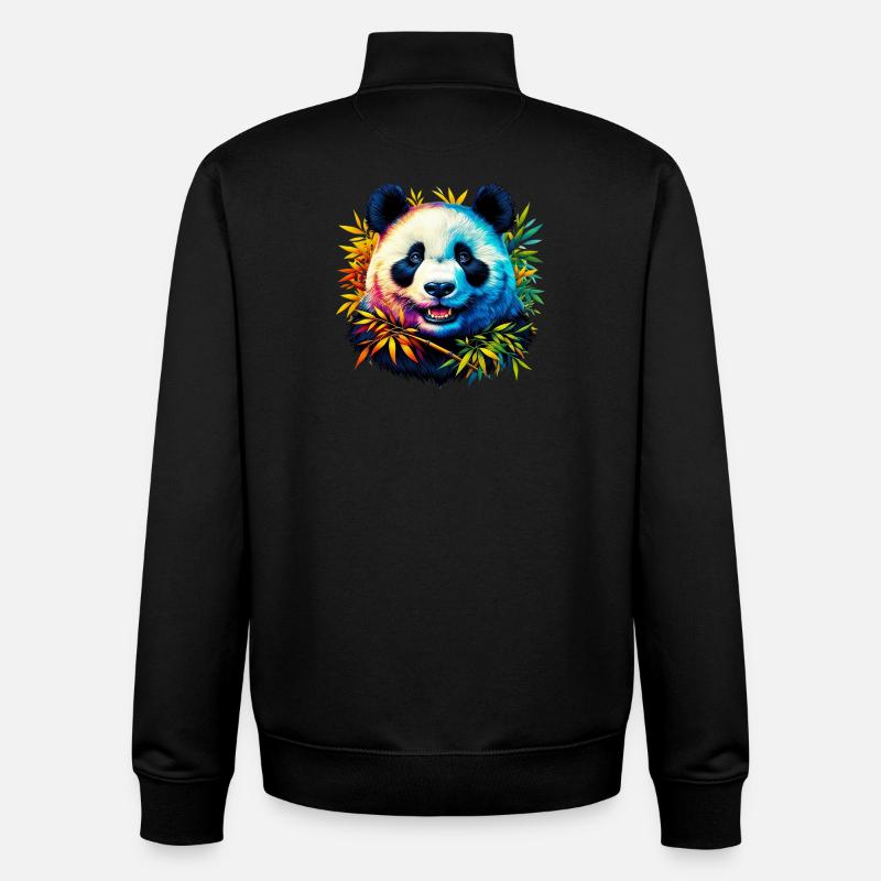 Panda - Sweat zippé unisexe en coton bio Stanley/Stella - noir