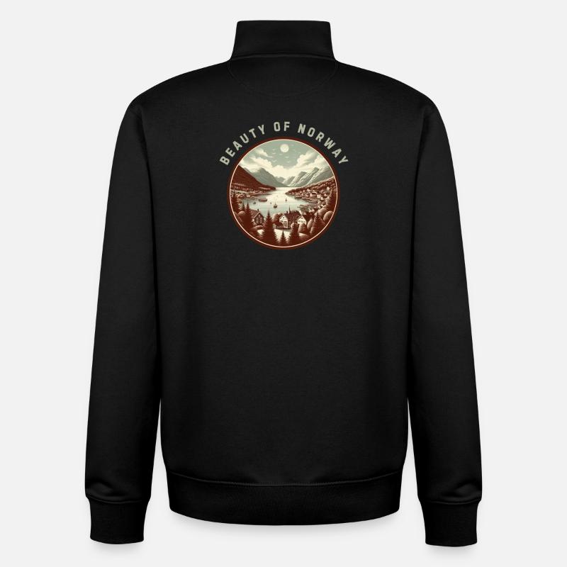 Beauté de la Norvège - Sweat zippé unisexe en coton bio Stanley/Stella - noir