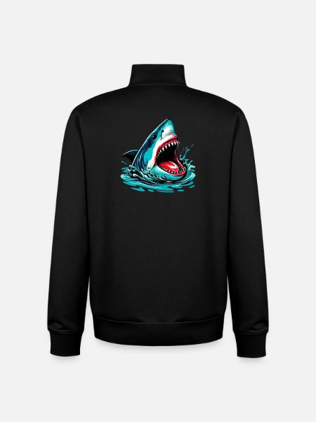 Requin - Sweat zippé unisexe en coton bio Stanley/Stella - noir