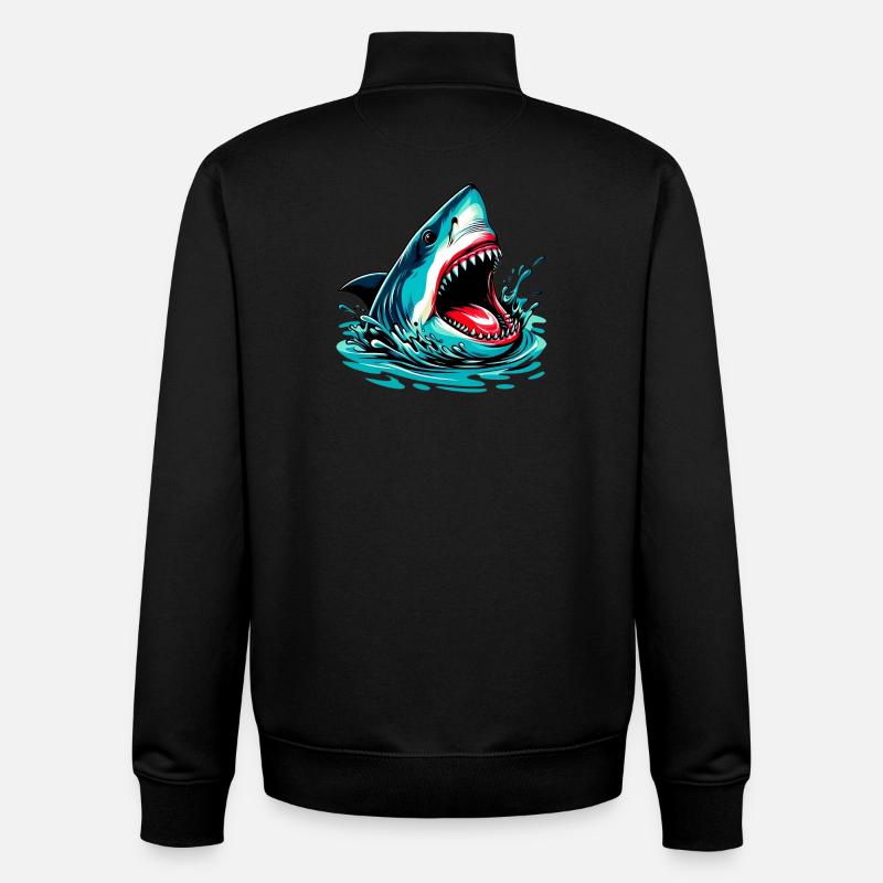Requin - Sweat zippé unisexe en coton bio Stanley/Stella - noir
