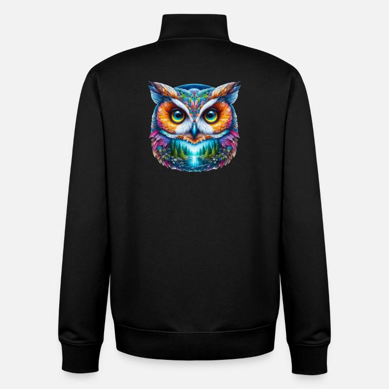 Hibou - Sweat zippé unisexe en coton bio Stanley/Stella - noir