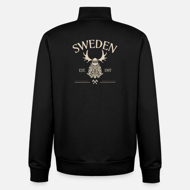 Suède - Barbe de Viking - Mousses - Sweat zippé unisexe en coton bio Stanley/Stella - noir