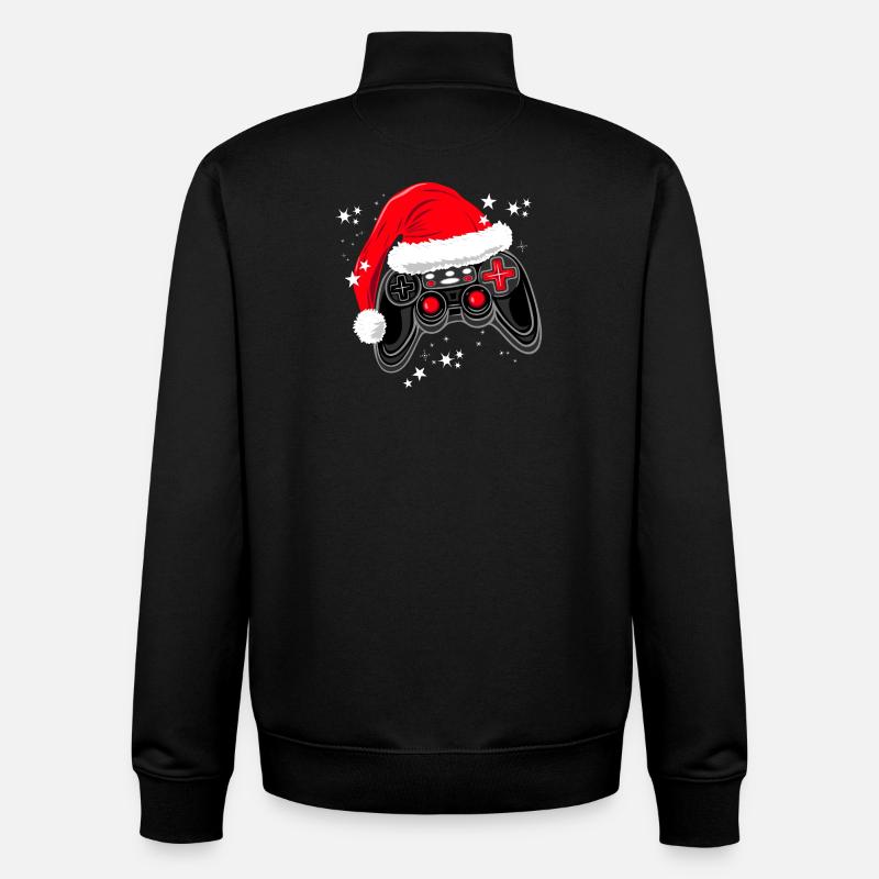 Gaming controller with Santa hat - Unisex Organic Zip Sweatshirt by Stanley/Stella - black