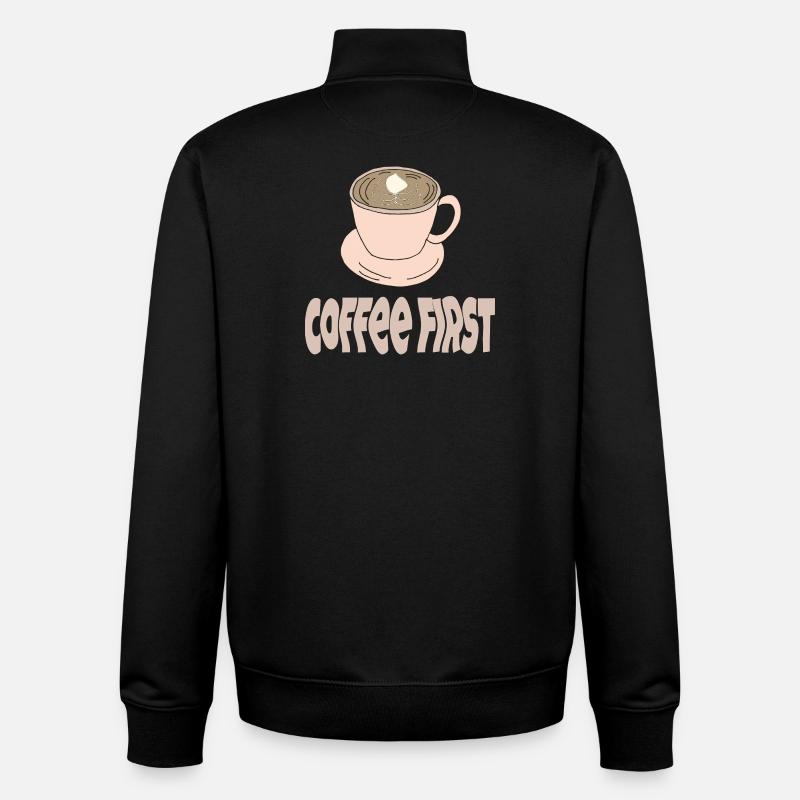 coffee first - Unisex Organic Zip Sweatshirt by Stanley/Stella - black