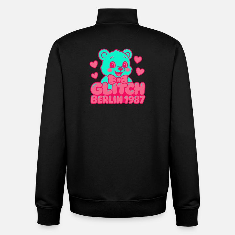 Glitch Berlin Supermignon - Sweat zippé unisexe en coton bio Stanley/Stella - noir