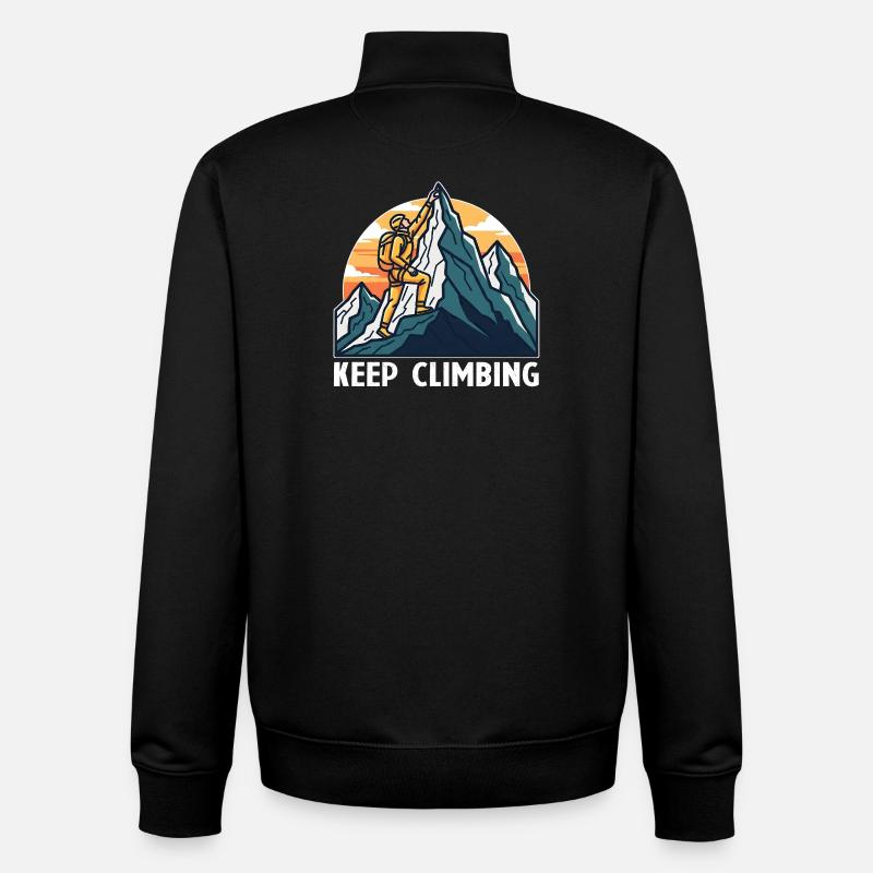 Continuer à grimper Mountaineering Design - Sweat zippé unisexe en coton bio Stanley/Stella - noir