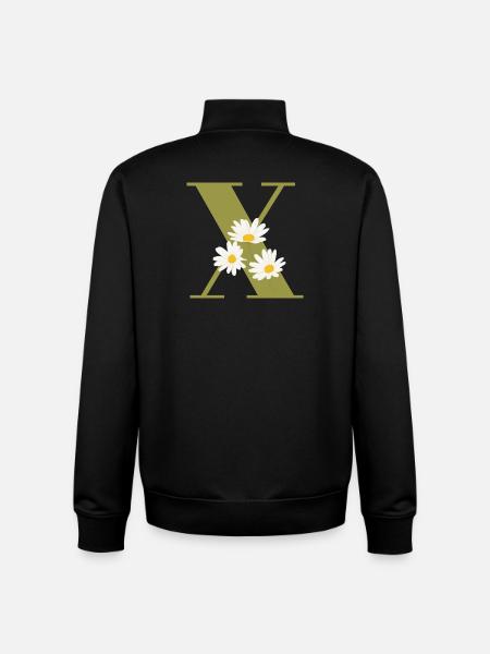 Buchstabe x Grüne Gänseblümchen - Unisex Organic Zip Sweatshirt von Stanley/Stella - Schwarz