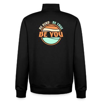 Be Kind Be True Be You Inspirierend Selbstliebe - Unisex Organic Zip Sweatshirt von Stanley/Stella - Schwarz - Hinten - AI Model Male 185 light (185cm)