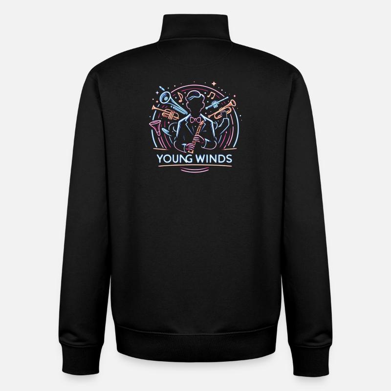 Neon Jazz Young Winds - Unisex Organic Zip Sweatshirt by Stanley/Stella - black