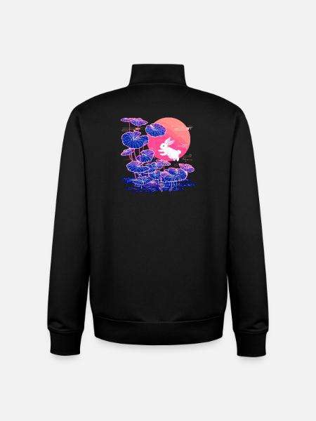 Neonhasen-Lotuswald im Abendlicht - Unisex Organic Zip Sweatshirt von Stanley/Stella - Schwarz