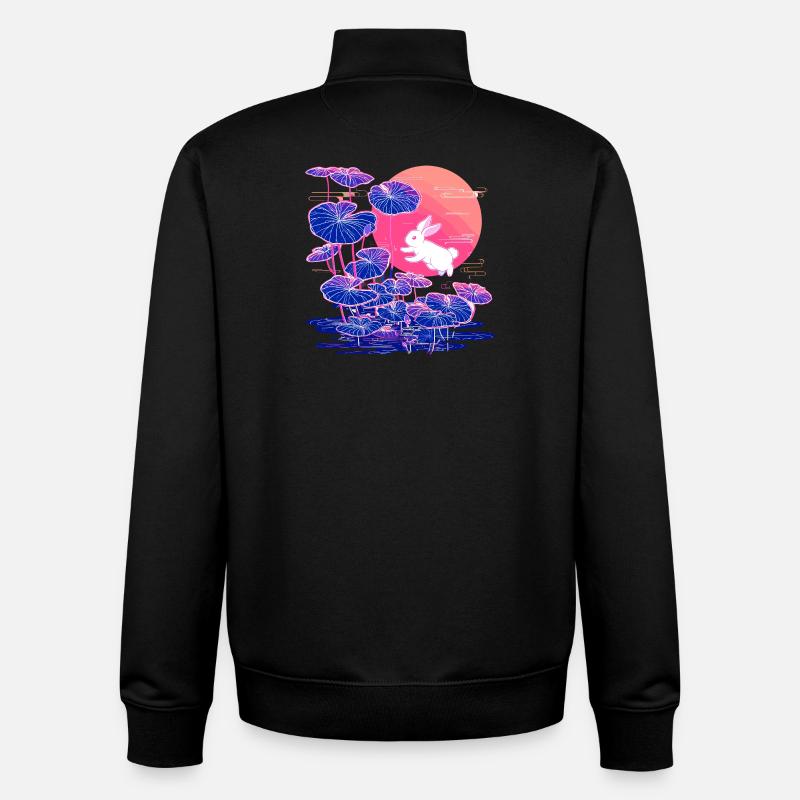 Neonhasen-Lotuswald im Abendlicht - Unisex Organic Zip Sweatshirt von Stanley/Stella - Schwarz