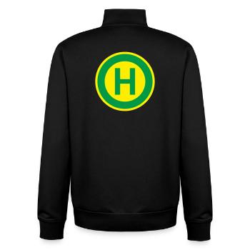 Bus Stop Costume Traffic Sign Bus Carnival - Unisex Organic Zip Sweatshirt by Stanley/Stella - black - Back - AI Model Male 185 light (185cm)