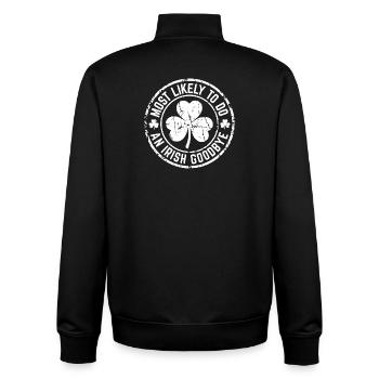 Irish Goodbye Stamp Humor - Unisex Organic Zip Sweatshirt by Stanley/Stella - black - Back - AI Model Male 185 light (185cm)