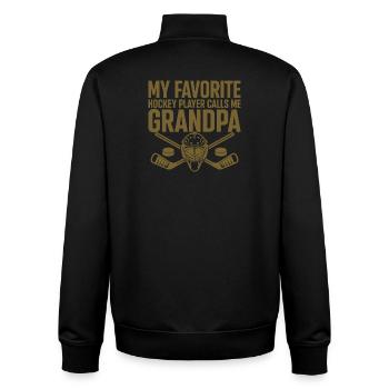 Proud Hockey Dad My Favourite Player's Coach - Unisex Organic Zip Sweatshirt by Stanley/Stella - black - Back - AI Model Male 185 light (185cm)