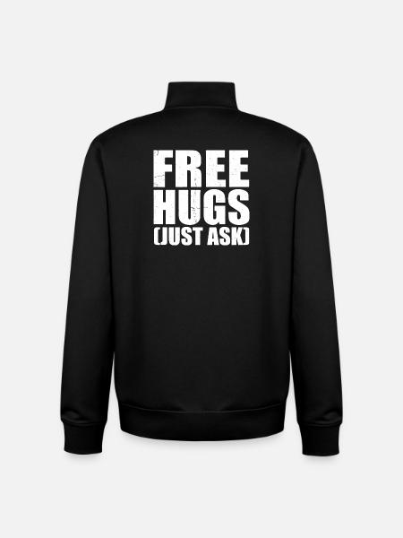 Free Hugs Just Ask Distressed Text - Unisex Organic Zip Sweatshirt by Stanley/Stella - black