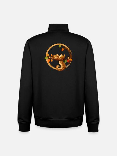 Schlafendes Eichhörnchen im Herbstkreis   - Unisex Organic Zip Sweatshirt von Stanley/Stella - Schwarz