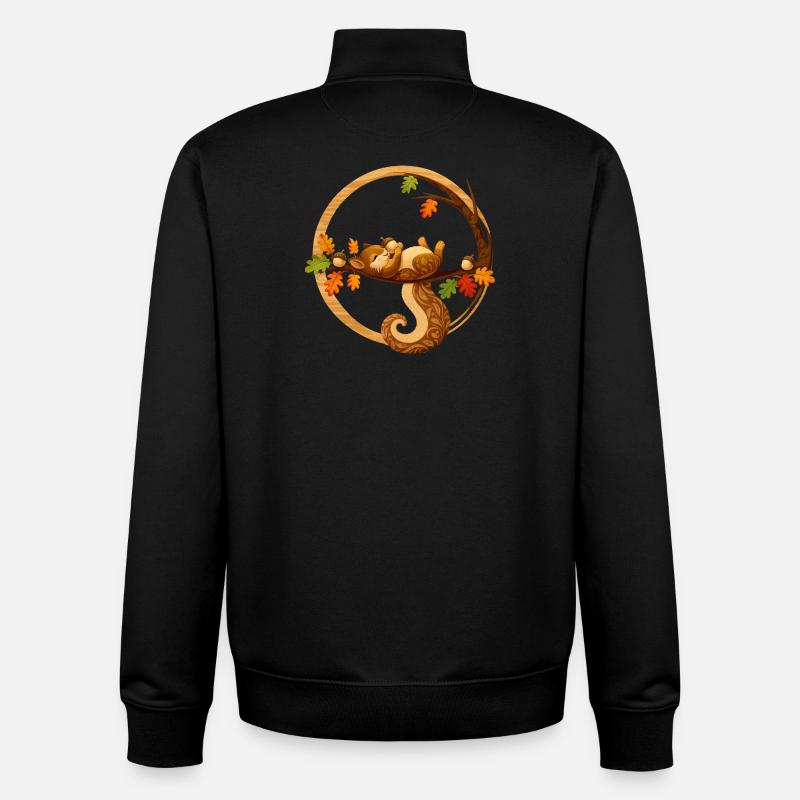 Schlafendes Eichhörnchen im Herbstkreis   - Unisex Organic Zip Sweatshirt von Stanley/Stella - Schwarz