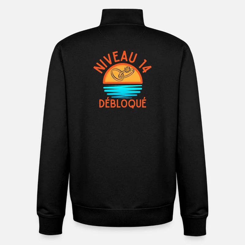 Level 14 Unlocked Anniversary Couple - Unisex Organic Zip Sweatshirt by Stanley/Stella - black