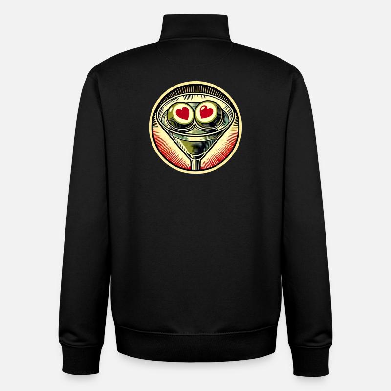 Martini Heart Eyes Rétro - Sweat zippé unisexe en coton bio Stanley/Stella - noir