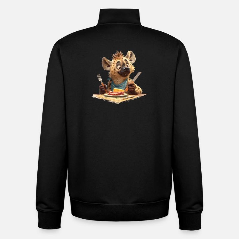 Hungry hyena at the table - Unisex Organic Zip Sweatshirt by Stanley/Stella - black