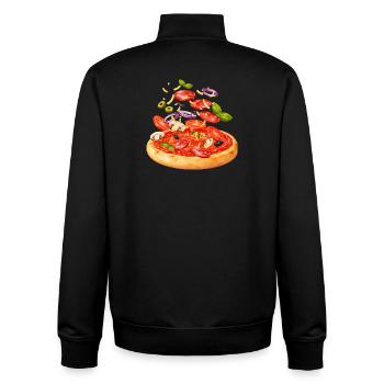 Pizza with salami and vegetables illustration - Unisex Organic Zip Sweatshirt by Stanley/Stella - black - Back - AI Model Male 185 light (185cm)