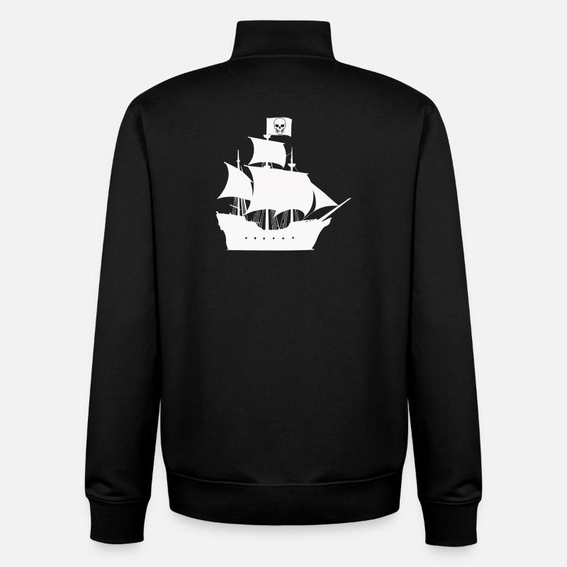 Silhouette du navire pirate - Sweat zippé unisexe en coton bio Stanley/Stella - noir