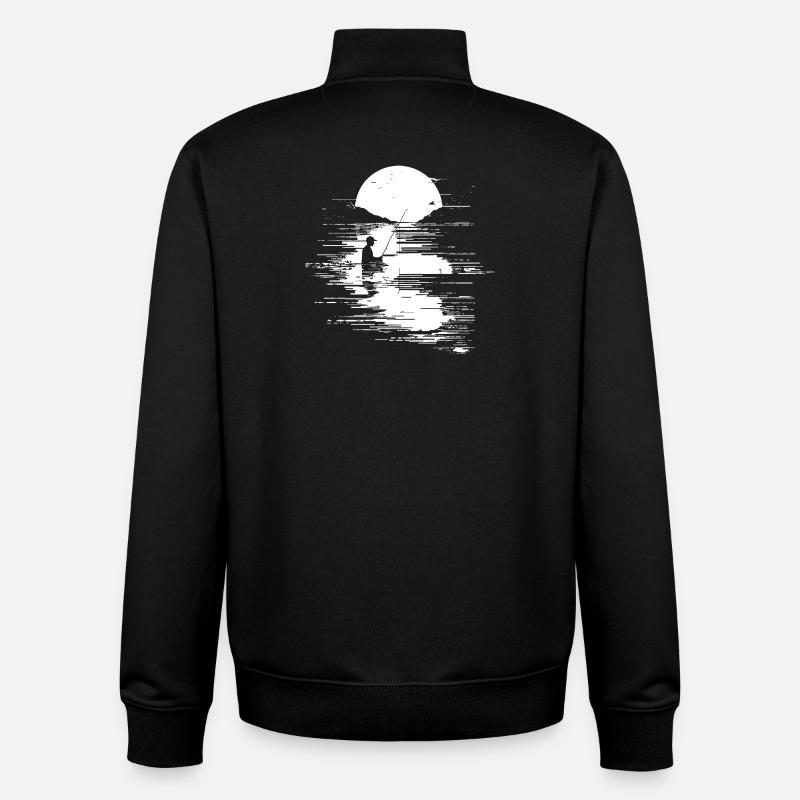 Graphique de pêche - Sweat zippé unisexe en coton bio Stanley/Stella - noir