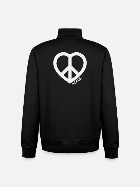 Heart Peace Symbol - Unisex Organic Zip Sweatshirt by Stanley/Stella - black