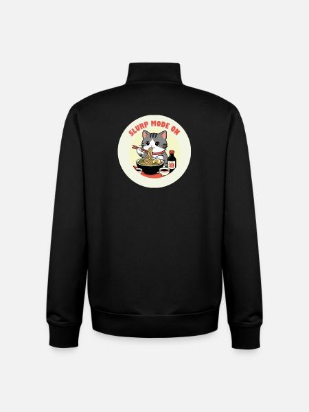 Chaton mangeant Ramen Mode Slurp - Sweat zippé unisexe en coton bio Stanley/Stella - noir