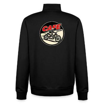 Cafe Racer Vintage Logo Circle - Unisex Organic Zip Sweatshirt by Stanley/Stella - black - Back - AI Model Male 185 light (185cm)