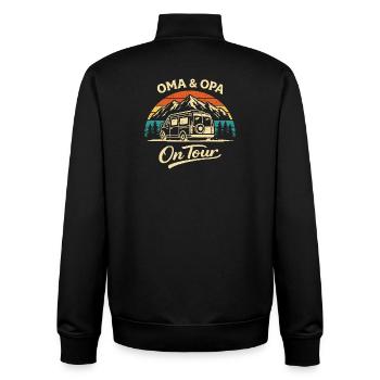 Oma & Opa On Tour Camping Shirt Wohnmobil - Unisex Organic Zip Sweatshirt von Stanley/Stella - Schwarz - Hinten - AI Model Male 185 light (185cm)