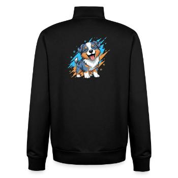 Cheerful puppy friend in a splash of color - Unisex Organic Zip Sweatshirt by Stanley/Stella - black - Back - AI Model Male 185 light (185cm)