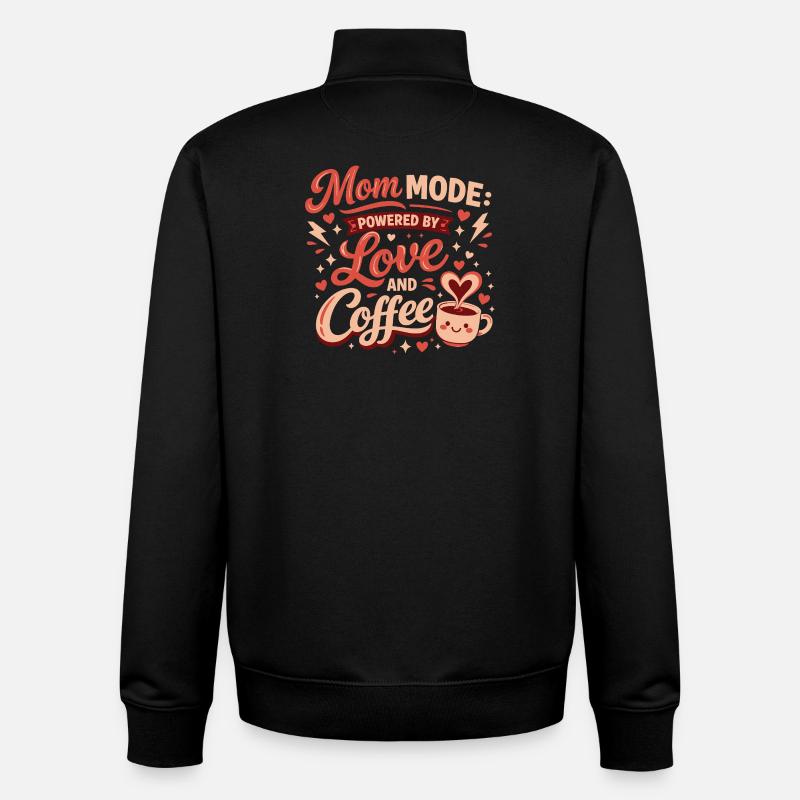 Mom Mode Coffee Love - Sweat zippé unisexe en coton bio Stanley/Stella - noir