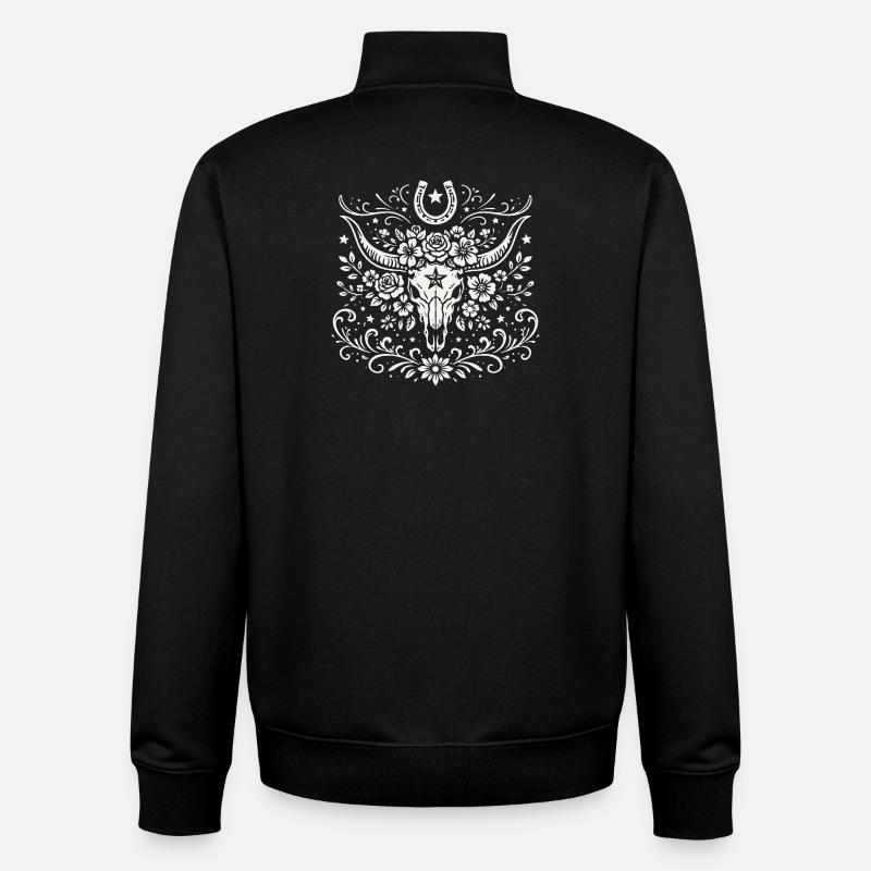 Buffalo Schädel mit Blumen - Unisex Organic Zip Sweatshirt von Stanley/Stella - Schwarz