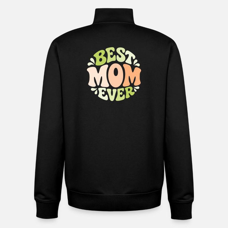 Best Mom Ever Pastell Bubbel-Design - Unisex Organic Zip Sweatshirt von Stanley/Stella - Schwarz
