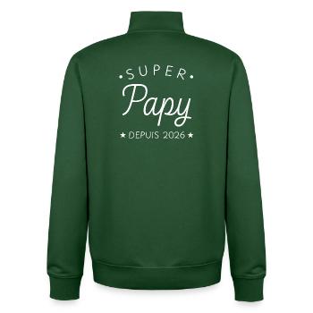 Super Papy depuis 2026 Cadeau Naissance Grand-Père - Sweat zippé unisexe en coton bio Stanley/Stella - vert bouteille - Dos - AI Model Male 185 dark (185cm)