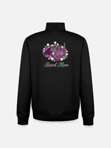 Band Mom Floral Horn - Unisex Organic Zip Sweatshirt by Stanley/Stella - black