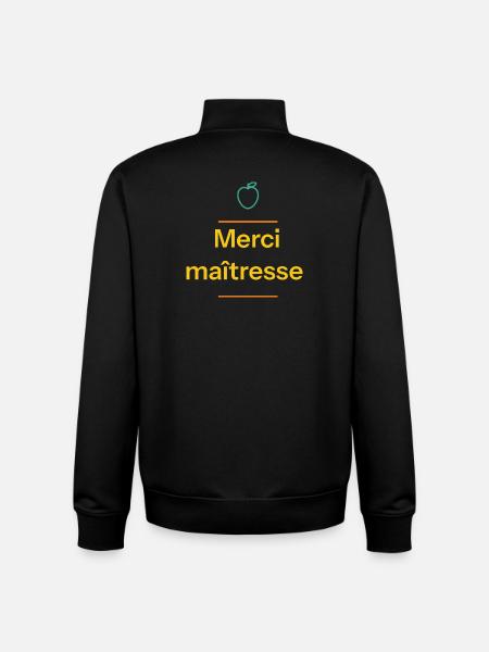 Merci maîtresse – design scolaire - Sweat zippé unisexe en coton bio Stanley/Stella - noir