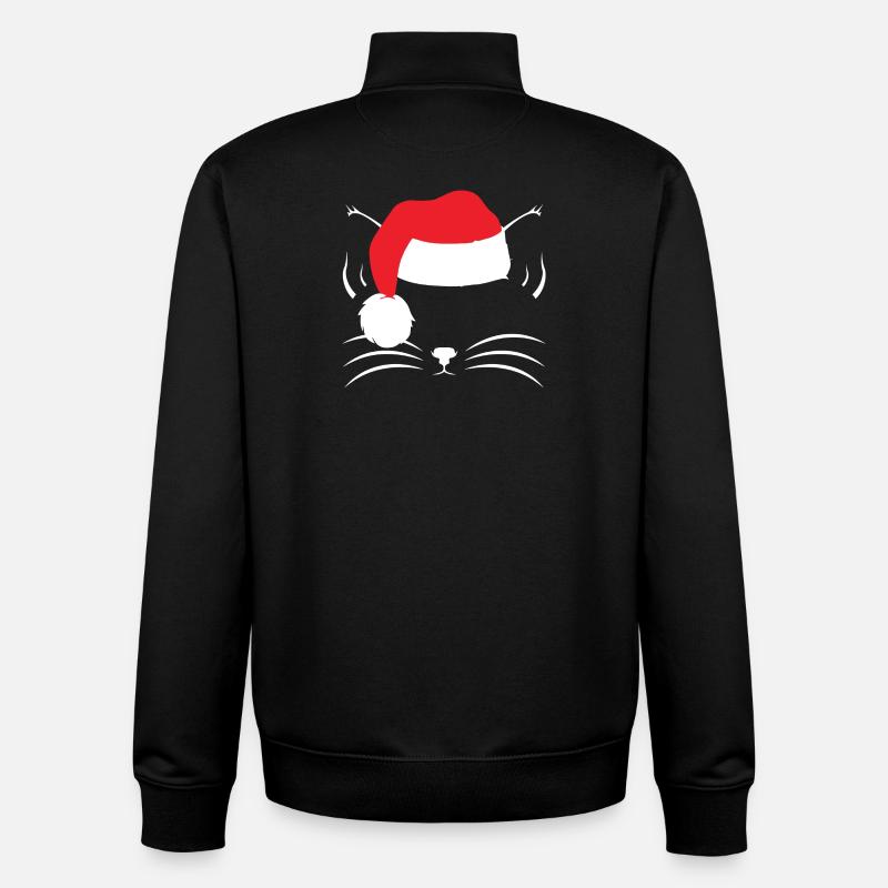 Chemise de chat de noël - Sweat zippé unisexe en coton bio Stanley/Stella - noir