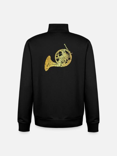 French Horn (Ancient Gold) - Unisex Organic Zip Sweatshirt by Stanley/Stella - black