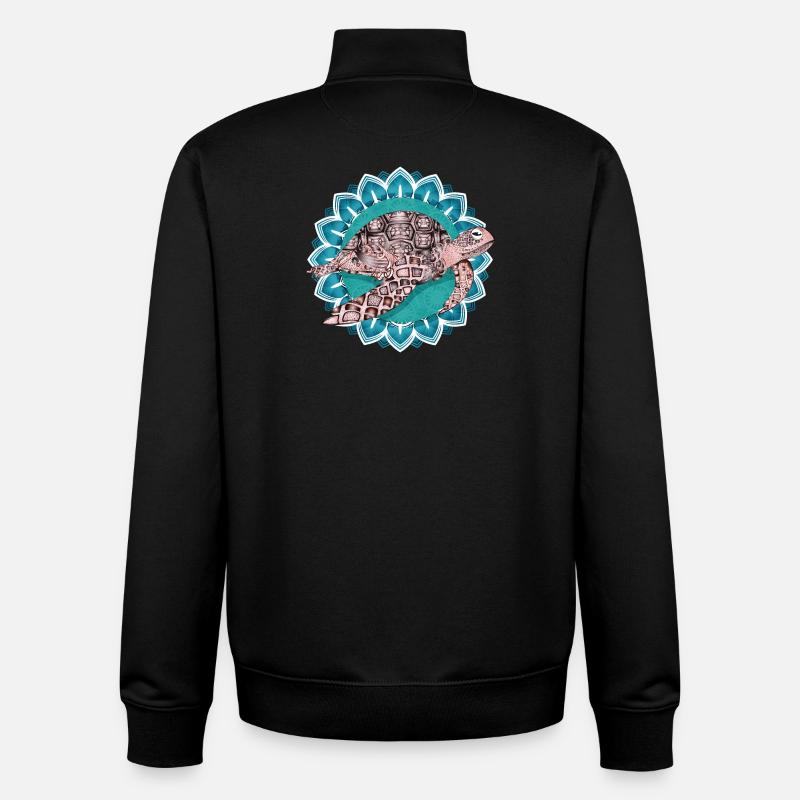 fascinating mandala with sea turtle - Unisex Organic Zip Sweatshirt by Stanley/Stella - black
