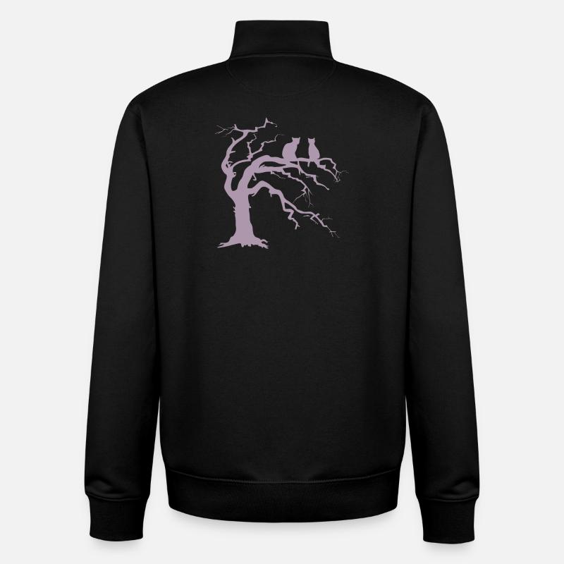 Dead tree with 2 cats silhouette - Unisex Organic Zip Sweatshirt by Stanley/Stella - black