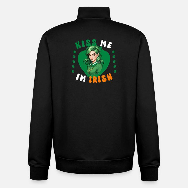 Küss mich, ich bin Irin - Unisex Organic Zip Sweatshirt von Stanley/Stella - Schwarz