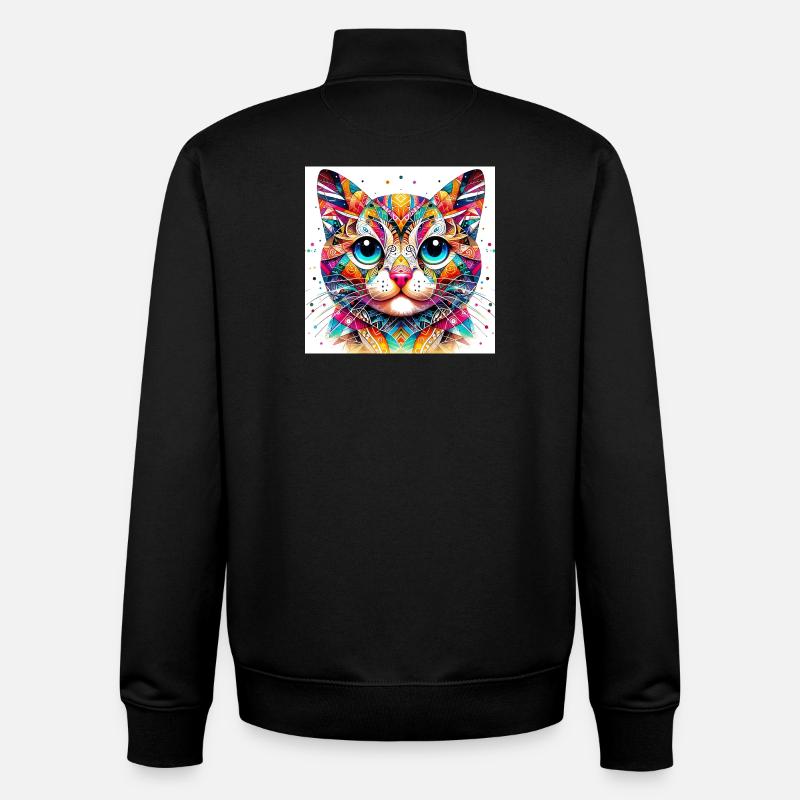Chat - Sweat zippé unisexe en coton bio Stanley/Stella - noir