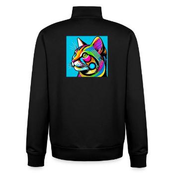 Chat Pop Art - Sweat zippé unisexe en coton bio Stanley/Stella - noir - Dos - AI Model Male 185 light (185cm)